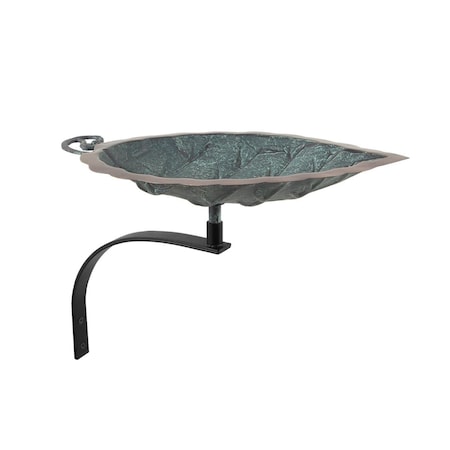 Achla Designs Achla BB-04-OR Aspen Leaf Birdbath with Over Rail Bracket - Copper; Verdi & Black BB-04-OR